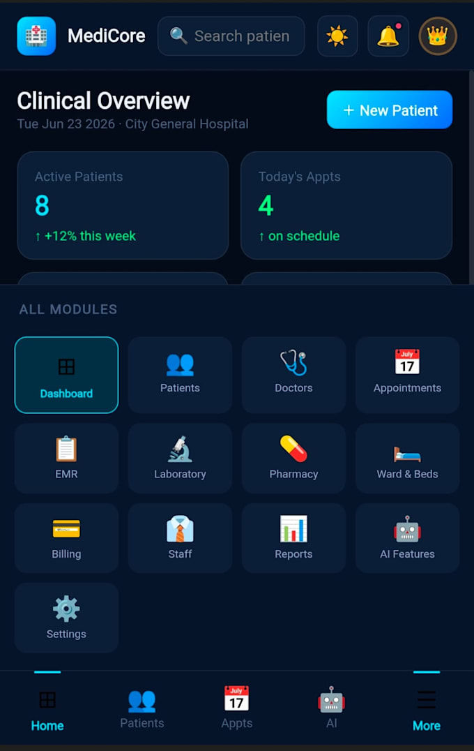 deploy a d customize medicore hospital management web app