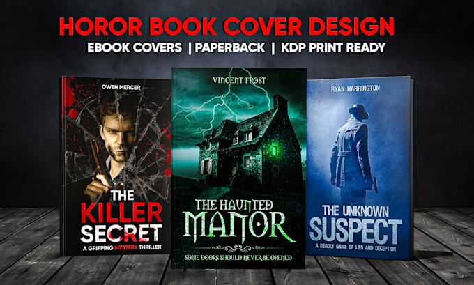 design horror, mystery, and crime book covers