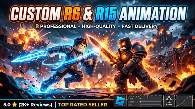 create custom roblox r6 r15 combat animation, fighting moves, emotes and vfx