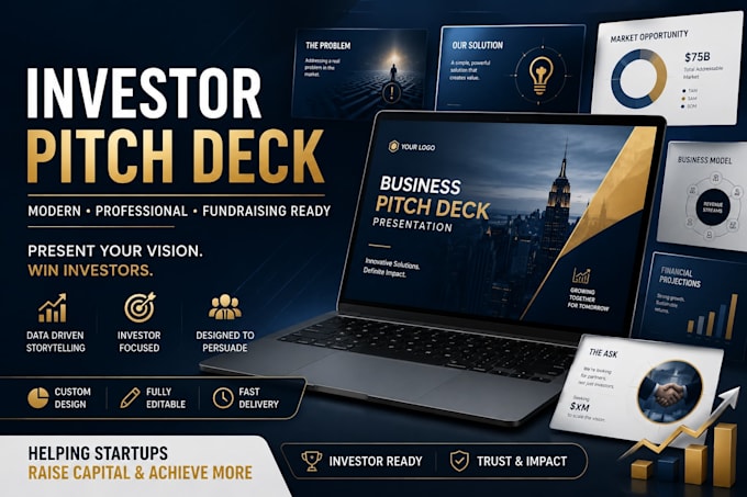 design a professional investor pitch deck for startups and fundraising