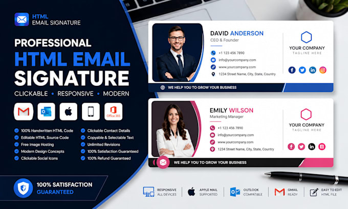 do html web programming, clickable HTML email signature PSD to html apple mail