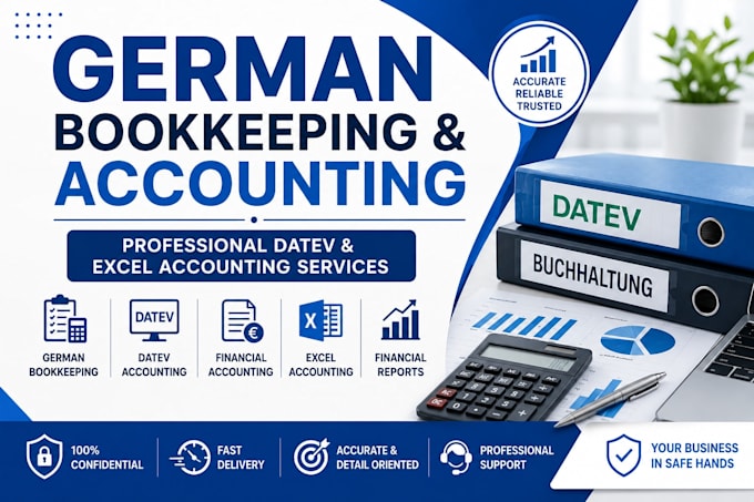 do german bookkeeping , accounting ,datev ,and excel accounting
