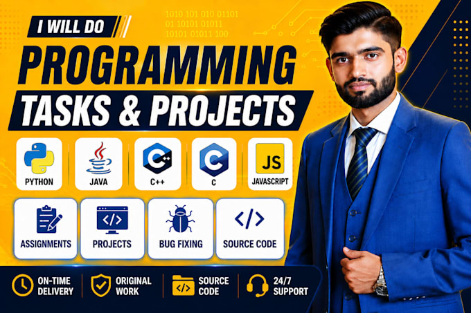 do python java and c programming tasks assignments and software projects