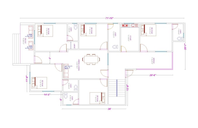 do architectural 2d floor plan and drafting