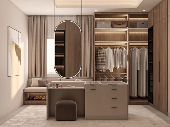 modern walk in closet,residential interior,store layout design,millwork wardrobe