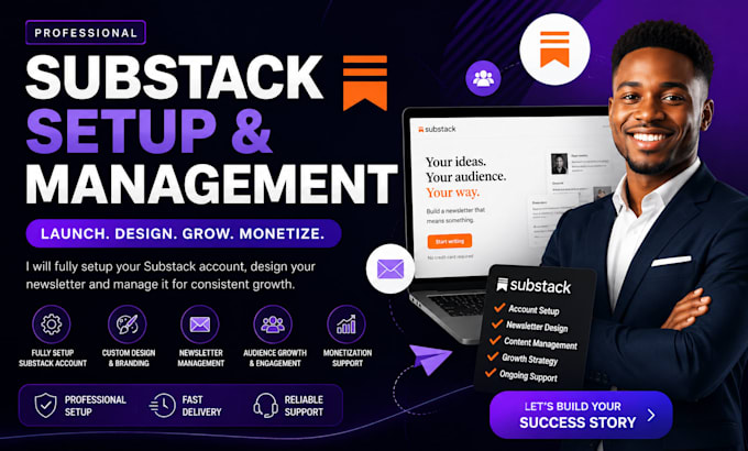 fully setup substack account manage substack newsletter design substack setup