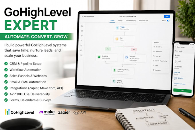 setup gohighlevel CRM workflow automation sales funnel