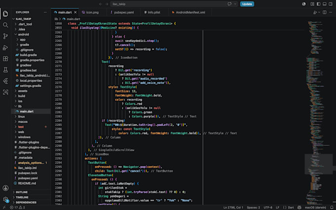 develop custom mobile apps using flutter and dart or fix bugs