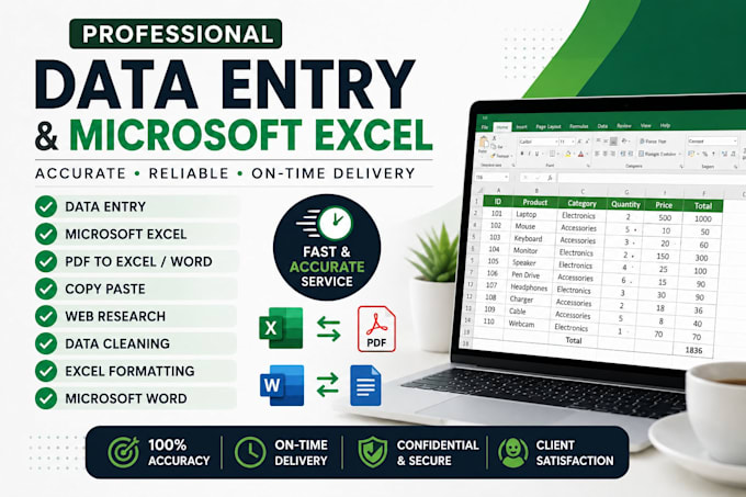 do data entry, microsoft excel, copy paste and web research