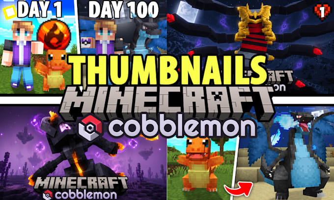 create professional minecraft cobblemon thumbnails