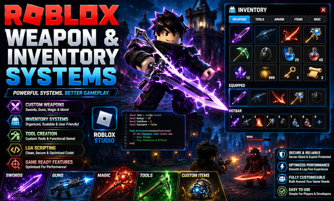 create roblox weapons, inventory and tool systems