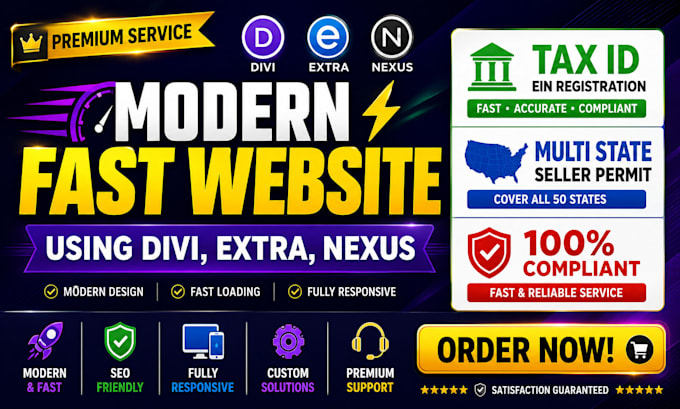 build modern fast website using divi extra nexus tax id multi state seller