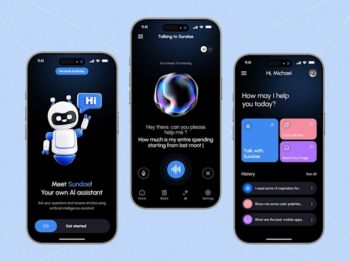 do ai mobile app development for android app ios app with chatbot using flutter