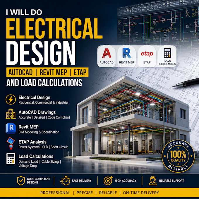 do electrical design, panel schedule, revit mep, etap and load calculation