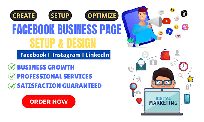 create and setup facebook linkedin instagram business page