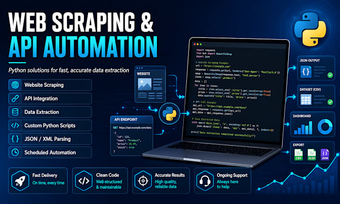 scrape websites and API using python build bots automation