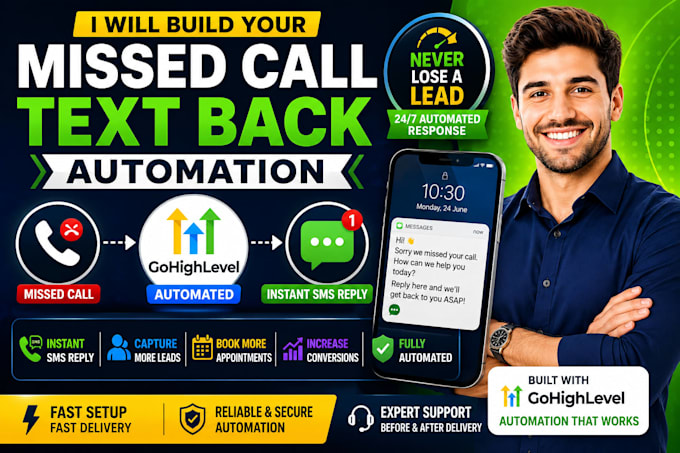 build your gohighlevel missed call text back SMS automation