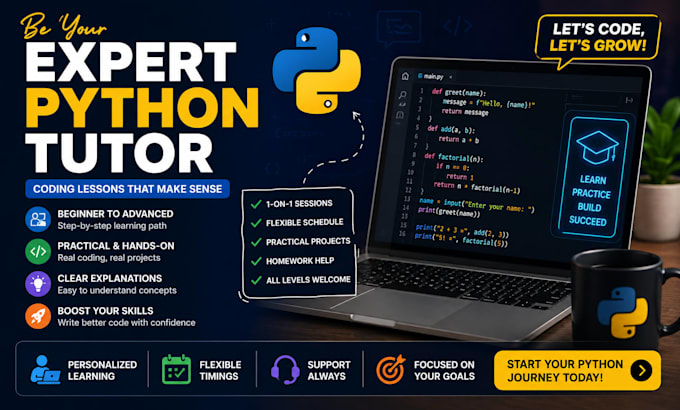 be your expert python tutor for coding lessons