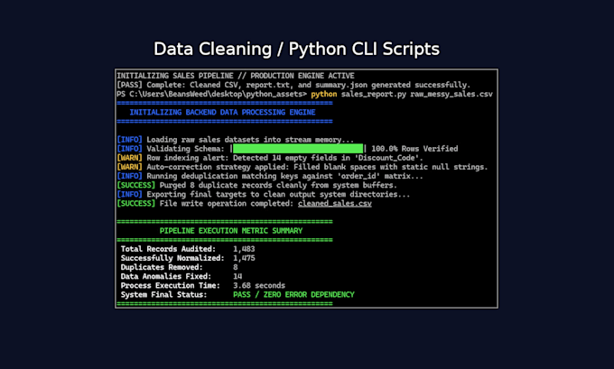 write a python script to clean and normalize your data