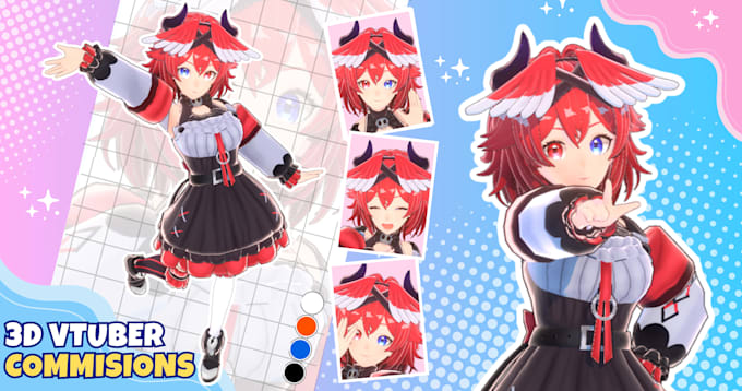 create 3d character for 3d vtuber, vrchat, rigging, 3d model, anime and 3d vroid