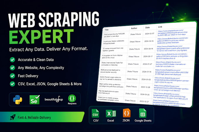 scrape web data, store it in a database, and build fastapi endpoints