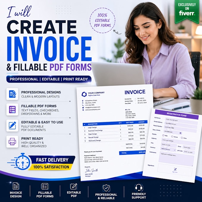 create invoice and fillable pdf form
