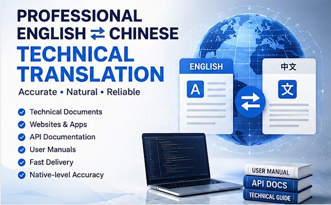 translate technical documents, websites, and apps between english and chinese