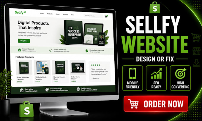design or fix a responsive sellfy website and landing page