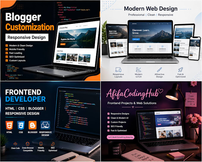 build responsive HTML CSS javascript websites and landing pages