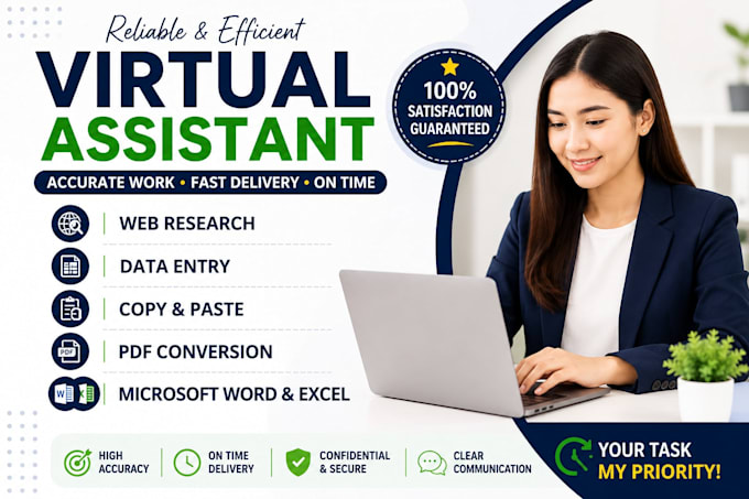 be your virtual assistant for web research, data entry