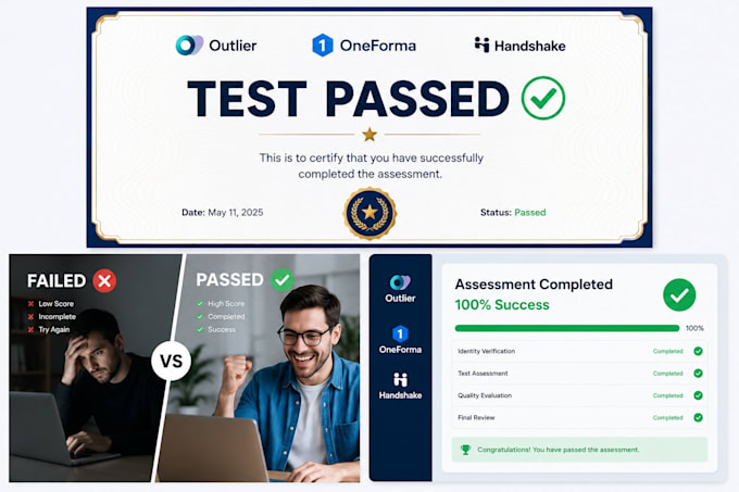 pass your outlier, oneforma and handshake screening test