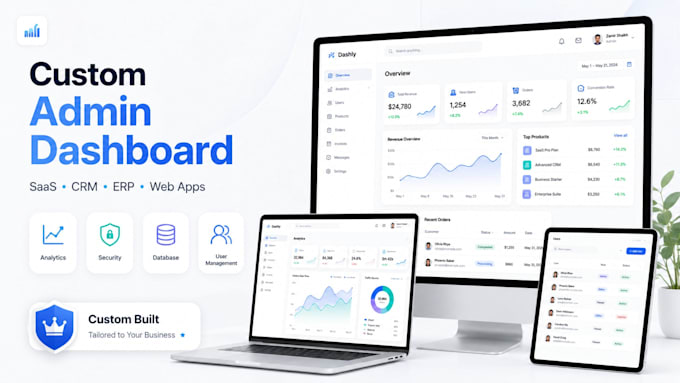 develop a custom admin dashboard and web application