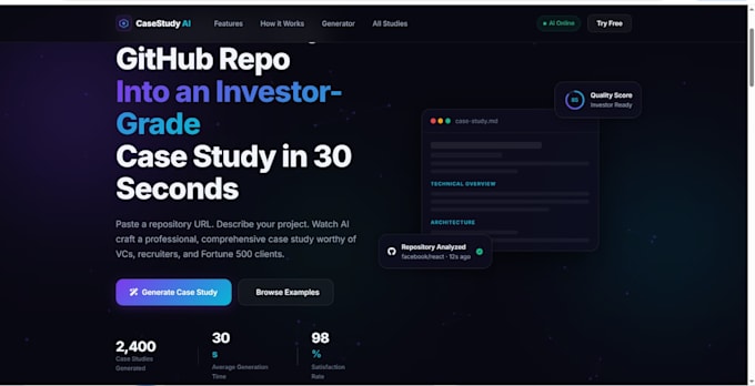create ai technical documentation from github