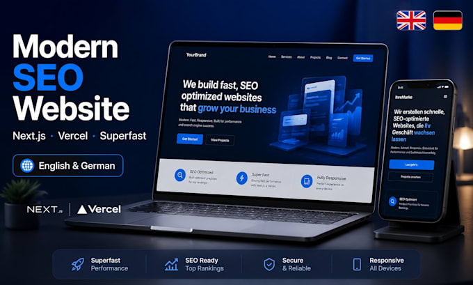 develop a modern SEO optimized website with nextjs and vercel