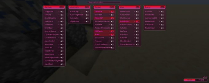 create a custom hacked minecraft client with gui