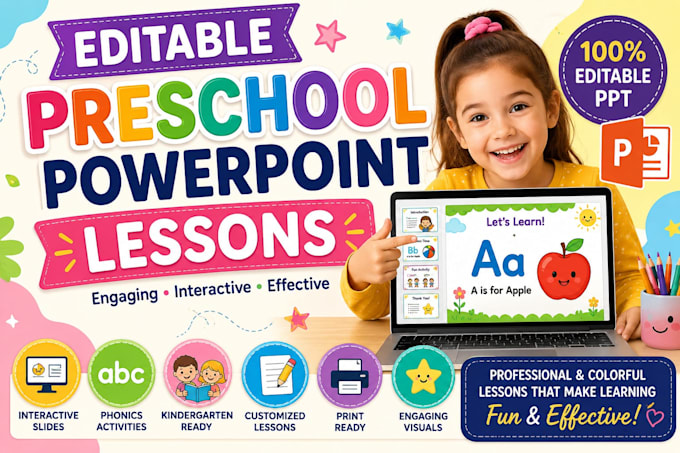 create editable powerpoint lessons for pre and kindergarten