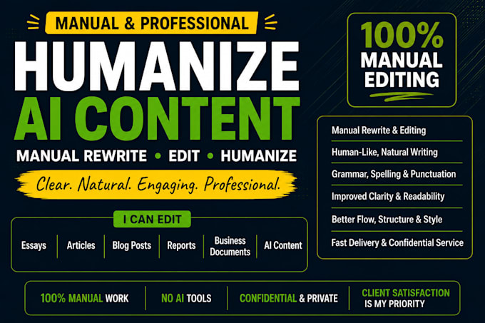 manually rewrite, edit, and humanize ai generated content