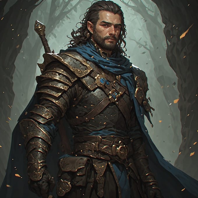 draw a fantasy character for dnd, pathfinder, etc
