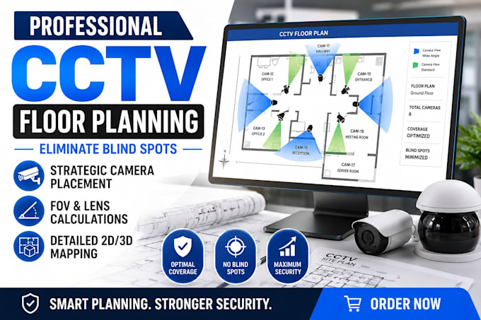 design a professional cctv camera floor plan and layout