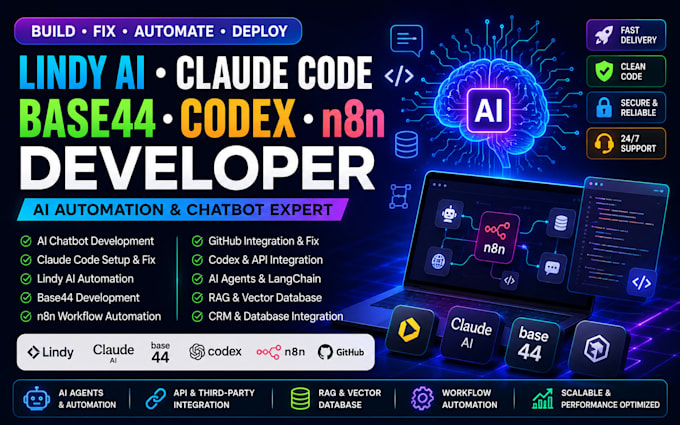 claude code lindy ai base44 developer codex base44 automation github fix n8n