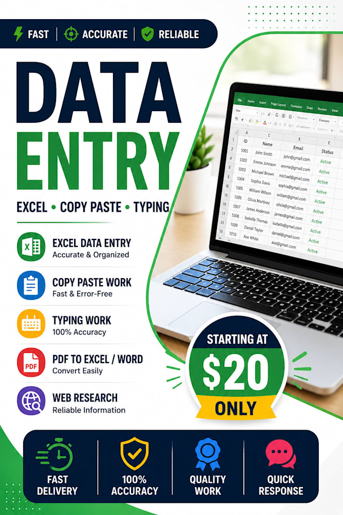 do data entry, excel, copy paste and typing
