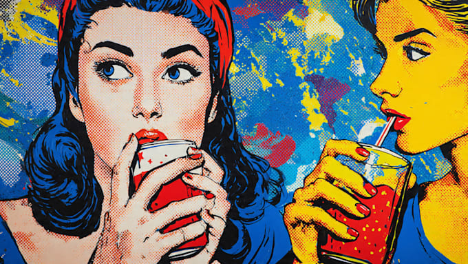 draw a retro pop art roy lichtenstein style