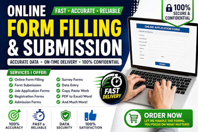 do online form filling, data entry and form submission professionally