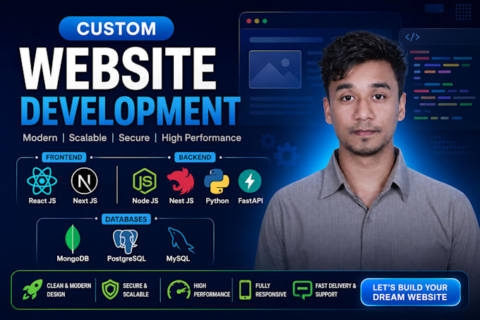 do website development as full stack web developer, frontend, backend