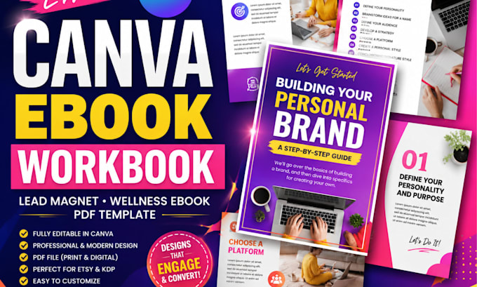 do editable canva etsy selfhelp workbook lead magnet wellness ebook PDF template