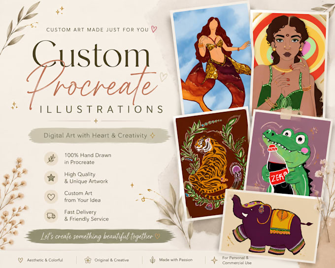 create custom procreate illustration and digital artwork