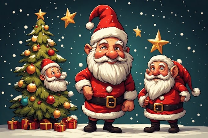 draw christmas cartoon caricature, digital  caricature