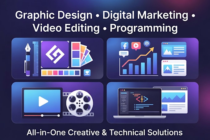 expert graphic design, digital marketing video editing and programming services