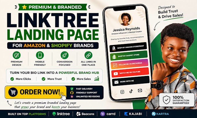 design premium branded linktree landing page for amazon and shopify brands