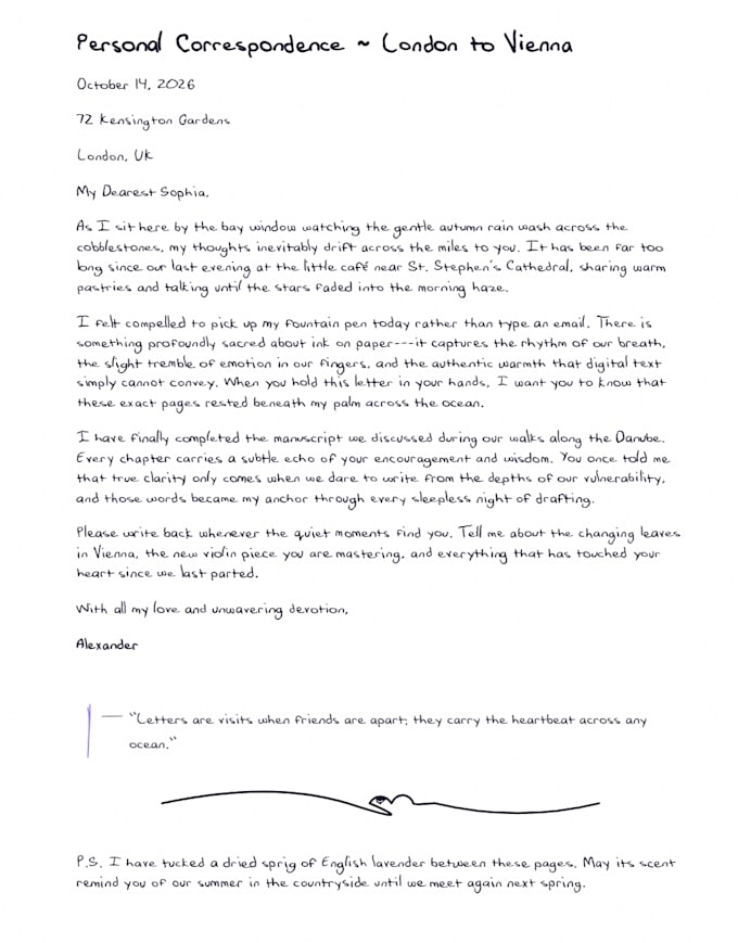 handwrite personalized letters in english